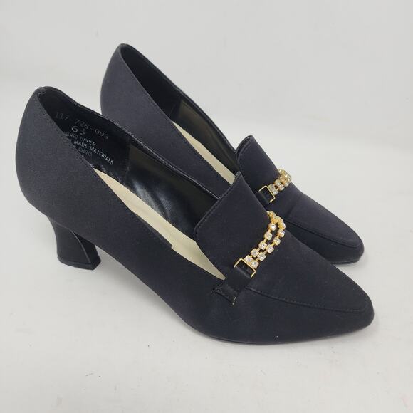 COLIN STUART Rhinestone Heels Black Pumps Gothic Shoes Women's Size 6.5M Point - Picture 2 of 11